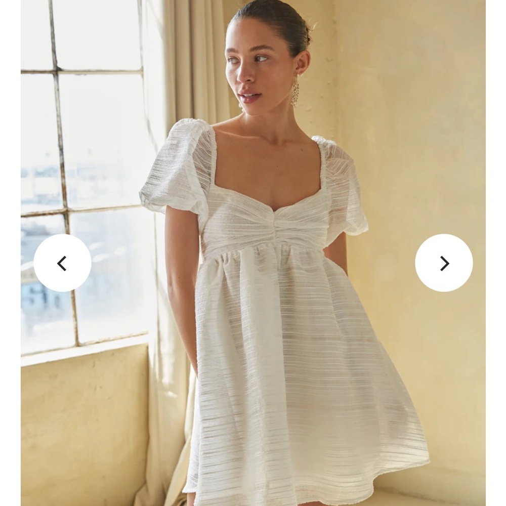 American Threads White Puff Sleeve Dress